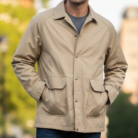 Vintage Woolrich Jacket Men's M Tan Field Coat Made in USA Wool Lined 70s 80s
